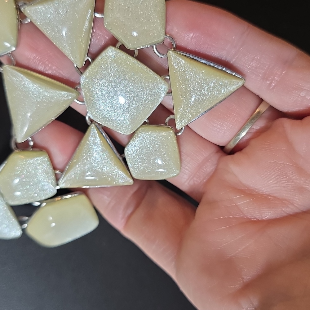 Charming Charlie Sparkly Cream Geometric Theme Necklace
